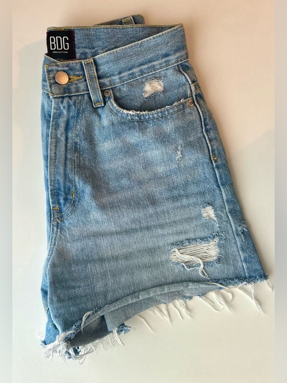 BDG Urban Outfitters Distressed High-Waisted Denim Shorts Raw Hem Size 24